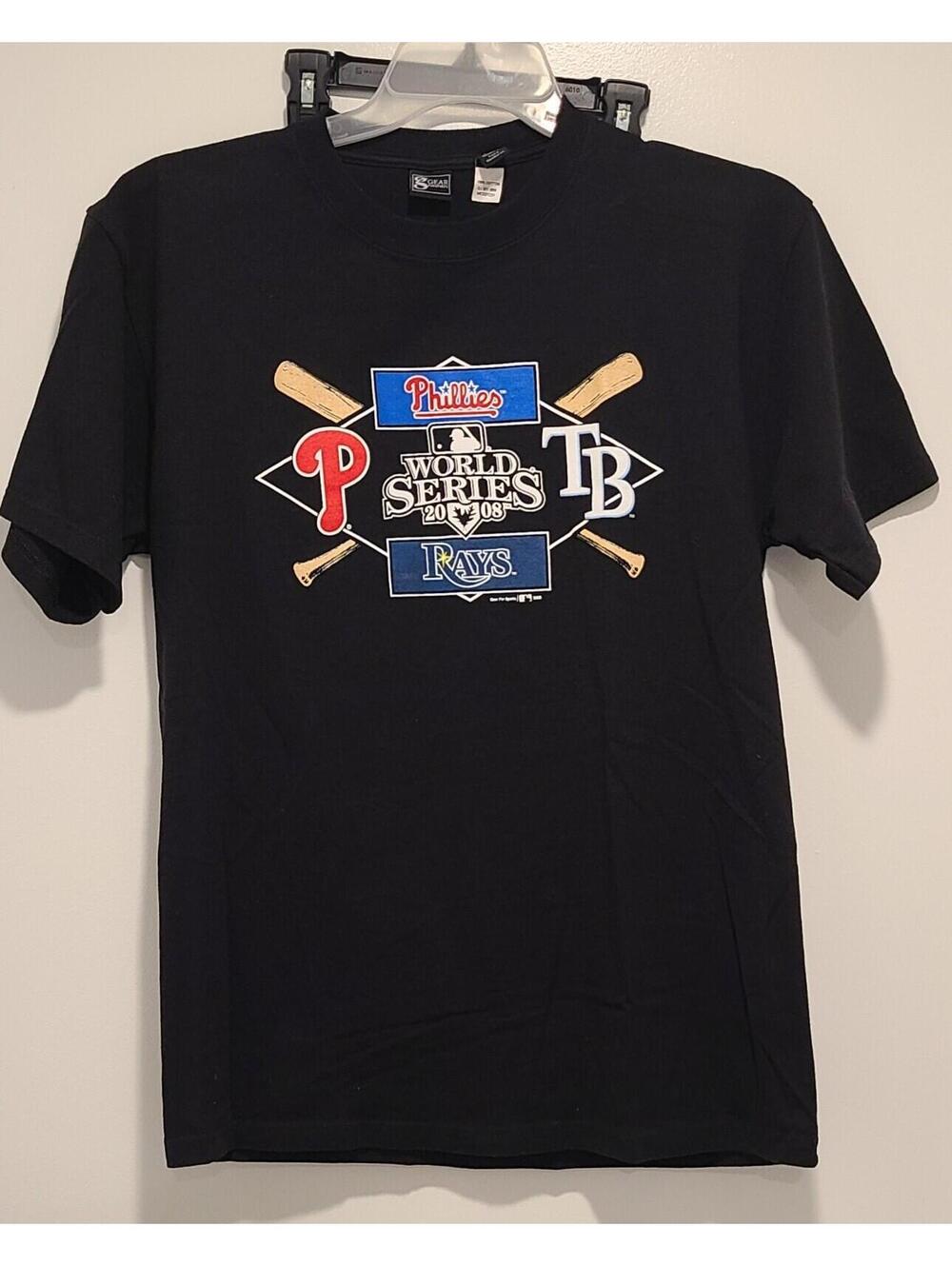MLB World Series 2008 Phillies Rays Black T-Shirt Size Large